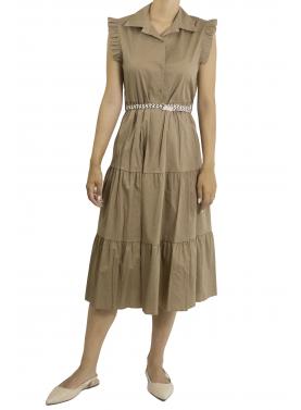 Vestito con colletto con cinta